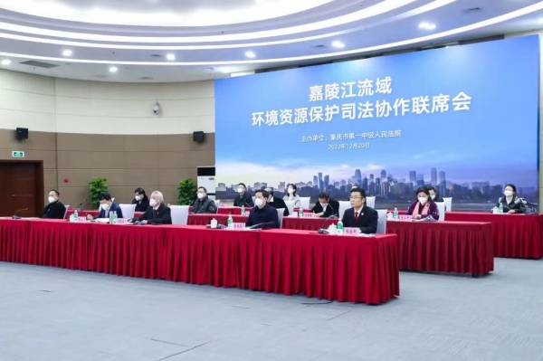 嘉陵江流域環(huán)境資源保護司法協作聯席會現場。重慶一中法院供圖