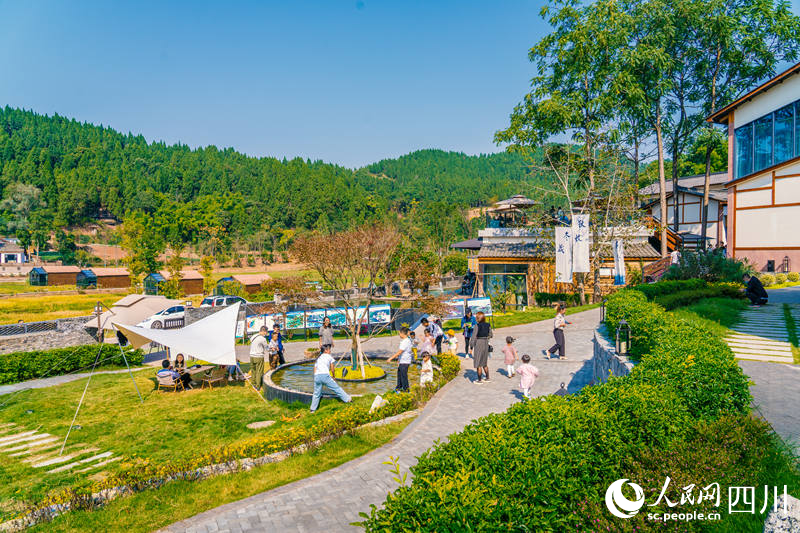 鳳凰村半隱山舍民宿,市民在這里打卡游玩。岳冰松攝